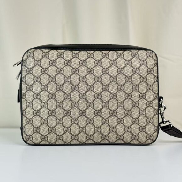 Gucci GG Logo Supreme Large Clutch Classic Beige & Black Handbag - Picture 3 of 9